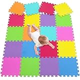 meiqicool Eva Puzzle Matte aus Schaum,Eva Schaum Matte für Baby,Eva Schaum Interlocking Bodenmatten,20 Titel und Kanten übung Matte,12 'von 12'(30x30cm) 3009G20