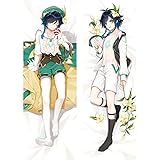 JAVAJU Genshin Impact Venti Body Kissenbezug Kissenhülle, Anime Pillowcase Doppelseitige Umarmungskissen Bezug Zierkissenbezug Dekorative Körperkissenbezug, Stil C,ShortPlush-60x180cm(23.6x70.9in)