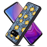 Samsung Galaxy S10e Hülle, Gelb, Blumen, Schwarz, Anti-Rutsch-Stoßschutzhülle, kompatibel mit Samsung Galaxy S10e