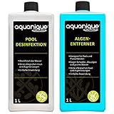 AQUANIQUE Poolpflege Set 2X 1L, flüssige Poolreinigung als Set zur wirksamen Entfernung von Bakterien und Algen im Pool