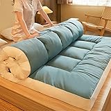 LXJ-LD 10cm Dick Sleeping Tatami Bodenmatte, Japanischer Boden Futon Matratzen Feather Velset Matratze, Rutschfeste Windabweiser Matratze, Tatami Matratze Topper,Blue,King:180x200cm