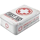 Nostalgic-Art Retro Vorratsdose Flach, First Aid Kit – Geschenk-Idee für Vintage-Fans, Blech-Dose mit Deckel, Vintage-Design, 2,5 l