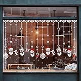 EDOTON Fensterbilder Weihnachten Selbstklebend Abnehmbare Fensterdeko Statisch Haftende PVC Aufkleber Winter Dekoration Fensterdeko Set 4 Blatt