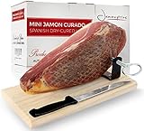 Serrano Schinken Duroc Reserva gereift ohne Knochen 1 KG & Schinkenhalter + Schinkenmesser - Spanischer Schinken Jamonprive