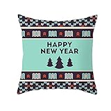 Zierkissen 45X45, Kissenbezug Aesthetic Polyester Kissenhülle 1er Set Cyan Dunkelgrau Weihnachtsbaum Frohes Neues Jahr Winter Home Deko für Sofa