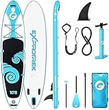 Exprotrek Stand Up Paddling Board, aufblasbares SUP Board, Stand Up Paddle Board Set, 6 Zoll dick für mit Paddel und komplettem Zubehör, 200KG MAX