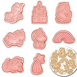 Flyftrey 8 PCS Ausstechförmchen Einhorn, Einhorn Keksausstecher, Plätzchenformen für Kinder, Fondant Ausstechformen, Cookie Cutter, Cookie Backen Form, Kinder Backen Küche Zubehö