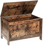 HOOBRO Truhen, Sitzbank mit Stauraum, Spielzeugtruhe mit Deckel, Schuhbank, Sitztruhe, Aufbewahrungstruhe, Robust, Sicherheitsscharniere, Stabil, Schlafzimmer, Wohnzimmer, Dunkelbraun EBF75CW01G1