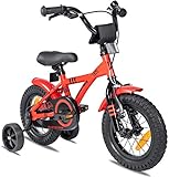 Prometheus Kinderfahrrad 12 Zoll Jungen mit Stützräder ab 3 Jahre Mädchen Rücktritt 12zoll BMX Modell 2022 in Rot Schwarz