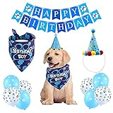 Hund Geburtstag Bandana,Hund Geburtstag Deko,Hundegeburtstagsparty,Hund Geburtstagshut,Hund Geburtstag Bandana Hut Banner Set,Dog Birthday Boy,Dog Happy Birthday(Blue)