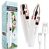 Wiederaufladbarer Augenbrauen trimmer & Bikini trimmer für Frauen, 2-in-1-Augenbrauenrasierer und schmerzfreier Augenbrauen epilierer, Augenbrauen-Lippen-Nase-Körper-Gesichtshaarentferner für Frauen