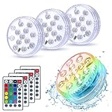 Unterwasser LED Licht, Mture Poolbeleuchtung Unterwasser,[4 Stück] LED-Poollicht mit Fernbedienung IP68 RF-Fernbedienung Wasserdicht Pool/Teich, 16 RGB-Beleuchtungsmodi für Außen, Innen, Garden, Party