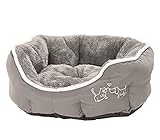 Dehner Hundebett und Katzenbett Sammy, oval, ca. 57 x 52 x 14 cm, Polyester, grau