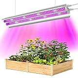 Wolezek T5 Led Pflanzenlampe, 2FT LED Pflanzenlicht Vollspektrum mit Rot Blau Licht, Doppelrohr mit Reflektor und Daisy-Chain Funktion, Grow Lampe für Zimmerpflanzen, Gewächshaus, Grow Shelves