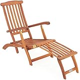 Casaria Sonnenliege Queen Mary Akazien Holz Verstellbar Fußsegment klappbar Sonnenstuhl Deckchair Garten Liegestuhl Liege