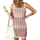 WHZXYDN Sling Dress Damen Sommer New Striped Multicolor Thin Strap Slim Sweater Dress