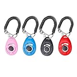 Profi Clicker Hunde mit Spiralband Clickertraining, Bunt Hundeklicker Knopf für Hunde Katzen Pferde, Effektive Haustier Trainings Werkzeuge für das Verhalten des Welpen, 4 Stück