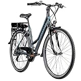 ZÜNDAPP E-Bike Trekking 700c Green 7.7 Pedelec Trekkingrad Damen 28 Zoll Touren (grau/blau, 48 cm)