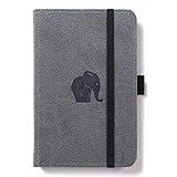 Dingbats - Wildtiere Kariertes Taschen-Notizbuch, Grauer Elefant, A6 - Hardcover Notizbuch - Perforiert, Cremefarben 100gsm Tintenfestes Papier