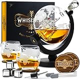 Whisiskey - Whisky Karaffe - Globus - Dekanter - Whiskey Set - 900 ml - Geschenke für Männer - Weihnachtsgeschenke - Inkl. 4 Whisky Steine, 2 Whisky Gläser