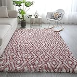 Teppich Wohnzimmer Flauschig Kinderzimmer Teppich Schlafzimmer Hochflor Teppiche Wohnzimmer Langflor Rug Modern Design Pflegeleicht für Wohnzimmer küche Esszimmer(Rote Laterne(4),140x200cm)