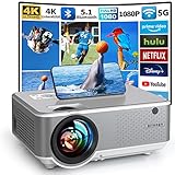 Beamer, Native 1080P 5G WiFi Video Beamer 4K Unterstützt, Glisogo 9500 Lumen Mini Heimkino Beamer Full HD 300' Display, Bluetooth Supported, Kompatibel mit Smartphone/Laptop/TV Stick/PS4/PS5 Projektor