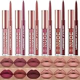 6 matte Lippenstifte mit 6 Liplinern, haltbarer Lipgloss, langanhaltende, antihaftbeschichtete Tasse, verblasst nicht, wasserdicht, hochpigmentierter Samt, Lipgloss-Set, Schönheitskosmetik(12 Stück)