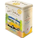 Nostalgic-Art Retro Vorratsdose L, Volkswagen Bulli – Let's Get Away – VW Bus Geschenk-Idee, Große Kaffee-Dose aus Blech, Vintage-Design, 3 l