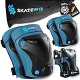 SKATEWIZ Protect-1 Schonerset Protektoren - Größe S in BLAU - Für Skateboard Kinder ab 8 Jahre - Knieschoner Inliner