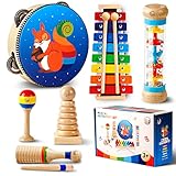 Sweet time Musikinstrumente für Kinder ab 1 Jahr, Musik Kinderspielzeug mit Xylophon, Holz Percussion Set Schlagzeug Schlagwerk Rhythmus Spielzeug Baby Musikinstrumente für Kleinkinder ab 2 3 Jahre