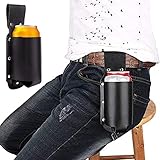 BierHolster, Cowboy Bierholster, PU Leder Bierholster, Bierholster zum Befestigen am Gürtel, Geeignet für die Meisten klein Flaschen und Dosen, Trachten-Look Bier Accessoire, Schwarz