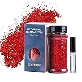 HKFUON Gesichtshaar-Nagel-Kosmetik-Glitzer mit schnell trocknendem Grundierungskleber (4 ml) für Make-up, Harz, Halloween, Kunsthandwerk, DIY, Rave-Party, verschiedene Größen und Formen, Rot