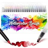 Amteker 24+1 Brush Pen Set, Malen, Aquarellstifte, Pinselstifte mit Flexiblen Nylonspitzen, Wasserfarben Stifte, Kalligraphie Set, Lettering Handlettering Stifte Malset für Einschulung Mädchen