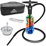 Hookah Wüste® - Premium Mini Shisha To Go - Wasserpfeife mit Tasche und Zubehör - Hookah Shisha Komplett Set - Reise Shisha Set - klein und leicht