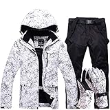 USTZFTBCL Skianzug Männer Frauen Winter Winddicht wasserdichte Skihandschuhe Snowboard Jacke Hosen Anzug Männlich Color 3 XL