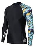 HUGE SPORTS Herren Spleiß Rashguard Langarm Rash Guard Shirt Wasser alle Outdoor Aktivitäten Surfen Schwimmen Tukan L