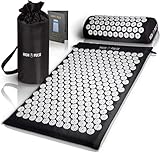 High Pulse® Akupressur Set + 5 Ringe + Poster – Akupressurmatte & Kissen stimuliert die Blutzirkulation und löst Verspannungen (Schwarz)