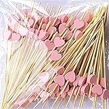 100 Stücke Cocktail Sticks Set, Holz Spieße Cocktailspieße,Fingerfood Partypicker 12 cm, für Party Geschenk Fasching Geburtstag Party, für Grillgut, Fingerfood, Obst-Spieß (Rosa)