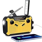 PRUNUS J-369 Solar Radio Kurbel Notfall, Kurbelradio FM/AM Radio Batteriebetrieben, Notfallradio Dynamo Radio mit 3000mAh Power Bank/SOS Alarm/Taschenlampe&Leselampe für Camping, Ourdoor, Notfall.