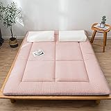 CHIMNE Große Bettmatratze Super dicke Futon -Bodenmatratze, zusammenklappen Sie die Matratze -Schlafkissen, Camping tragbare Matratzenbettmatratze Oberteil, Sofa Boden Lounge Stuhl Bett,Rosa,180*200cm