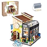 Seyaom Cat Bookstore Bausteine Haus Bausatz, mit LED Lampe Katze Buchladen Modular Buildings Klemmbausteine Haus Häuser Set Konstruktionsspielzeug Geschenk für Kinder Erwachese kompatibel mit Lego