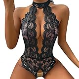 Erotische Dessous-Set Damen Sexy Sexy Tiefer V-Ausschnitt Halfter Spitze Damen Reizwäsche Negligee Babydoll Unregelmäßiger Hem Nachtwäsche Spitze Nachthemd Lingerie Nachtkleid G-String Sleepwear