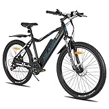 HILAND 26/27.5 Zoll E-Bike Elektrofahrrad Mountainbike Fat Tire Elektrofahrrad E-Mountainbike Heckmotor 250 W, 21 Gang Shimano, mit 10.4Ah Lithium-Akku, Lock-Out-Federgabel & Beleuchtungsset