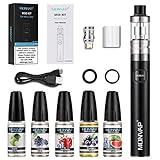 E Zigarette Starter Set 50W, MONVAP M50 Vape Pen mit 5x10ml E Liquid, Top Refill Verdampfer 0.5ohm 2ml, 1500mAh Vape Akku, E Shisha Ohne Nikotin 0,0mg