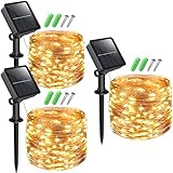 [3 Stücke]Solar Lichterkette Aussen, Peasur 3x12M 120 LED Solarlichterkette Außen Wetterfest KupferDraht 8 Modi IP65 Wasserdicht lichterkette Außen Solar für Balkon Garten Party Hochzeit Deko,Warmweiß