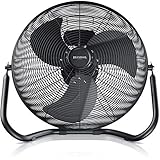 Brandson - Windmaschine Retro Stil 120 Watt - Ventilator schwarz - Standventilator 50cm, Bodenventilator - hoher Luftdurchsatz - stufenlos neigbarer Ventilatorkopf - schwarz matt