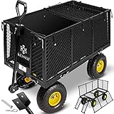 KESSER® Bollerwagen 550kg belastbar Gartenwagen Transportwagen Gartenkarre herausnehmbare Plane Gerätewagen Handwagen vielseitig einsetzbar Schwarz