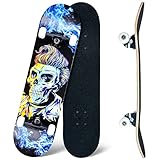 Skateboard,31 x 8 Zoll komplette Cruiser Skateboard,8-Lagiger Kanadischer Ahornholz Double Kick Deck Concave Skateboard für Kinder Jugendliche Erwachsene