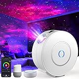 LED Alexa Sternenhimmel Projektor, MILFECH Smart Sternenprojektor Lampe RGB Dimming mit 3D Galaxy, Unterstützt Sprachsteuerung und Timing-Funktion,Kompatibel Alexa Google Assistant,Nachtlicht für Baby