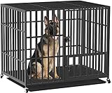 BingoPaw Hundekäfig XXL Transportbox Schwerlast: Hundebox große Hunde Hundetransportbox Metall Hundezwinger Indoor Outdoor aus reißfestem Eisenrohr mit 3 Türen und 4 Rollen 117x84x96.5cm